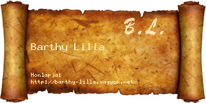 Barthy Lilla névjegykártya